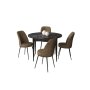 HANAH HOME Set Trpezarijski sto i 4 stolice Tor Black Marble Brown - slika 2