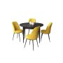HANAH HOME Set Trpezarijski sto i 4 stolice Tor Black Marble Mustard - slika 2