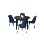 HANAH HOME Set Trpezarijski sto i 4 stolice Tor Black Marble Navy Blue - slika 2