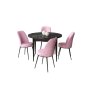 HANAH HOME Set Trpezarijski sto i 4 stolice Tor Black Marble Pink - slika 2
