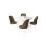 HANAH HOME Set Trpezarijski sto i 4 stolice Tor White Brown - slika 2