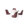 HANAH HOME Set Trpezarijski sto i 4 stolice Tor White Dusty Rose - slika 2