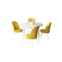HANAH HOME Set Trpezarijski sto i 4 stolice Tor White Mustard - slika 2