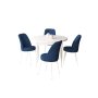 HANAH HOME Set Trpezarijski sto i 4 stolice Tor White Navy Blue - slika 2