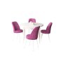 HANAH HOME Set Trpezarijski sto i 4 stolice Tor White Purple - slika 2
