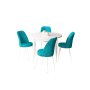 HANAH HOME Set Trpezarijski sto i 4 stolice Tor White Turquoise - slika 2