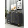 HANAH HOME Komoda Sina Anthracite Gold - slika 2