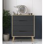 HANAH HOME Komoda Flora Sapphire Oak Anthracite - slika 1