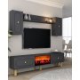 HANAH HOME TV polica Polen Bohem Fireplace Anthracite - slika 2
