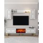 HANAH HOME TV polica Polen Bohem Fireplace White - slika 1
