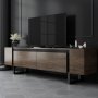 HANAH HOME TV polica Yildiz Walnut Black - slika 1