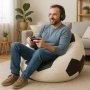 Atelier del Sofa Bean Bag Football Big Black White - slika 1