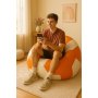 Atelier del Sofa Bean Bag Football Big Orange White - slika 1