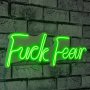 WALLXPERT Zidna LED dekoracija Fuck Fear Green - slika 1