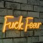 WALLXPERT Zidna LED dekoracija Fuck Fear Yellow - slika 1