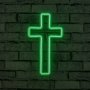 WALLXPERT Zidna LED dekoracija Cross Sign Green - slika 1