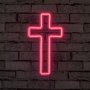 WALLXPERT Zidna LED dekoracija Cross Sign Pink - slika 1