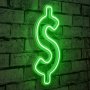 WALLXPERT Zidna LED dekoracija Dollar Sign Green - slika 1