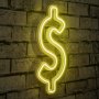 WALLXPERT Zidna LED dekoracija Dollar Sign Yellow - slika 1