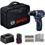 BOSCH plavi alat GSR 12V-32 akumulatorska bušilica - odvrtač, 2x2.0Ah, torba, set bitova, 06019N7006 - slika 1