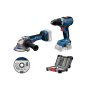 BOSCH plavi alat Akumulatorski set Bosch GSR 18V-65 + GWS 18V-11 + 45-delni set bitova, 0615A50091 - slika 1