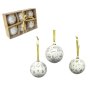 Denis Božićne kuglice 7,5 cm, 6 kom/pak, bele sa zlatnom - slika 1
