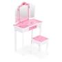 ECO TOYS Veliki deciji toaletni sto za devojcice sa trostrukim ogledalom, stolicom i fiokom, ECOTOYS - slika 2