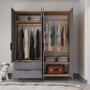 HANAH HOME Garderober Royal Drawers 160 Oak Anthracite - slika 3