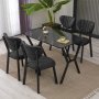 HANAH HOME Set Trpezarijski sto i 4 stolice Elma Anthracite Black - slika 1