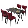 HANAH HOME Set Trpezarijski sto i 4 stolice Elma Burgundy Black - slika 3