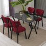 HANAH HOME Set Trpezarijski sto i 4 stolice Elma Burgundy Black - slika 1