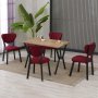HANAH HOME Set Trpezarijski sto i 4 stolice Elma Burgundy Walnut - slika 2