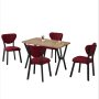 HANAH HOME Set Trpezarijski sto i 4 stolice Elma Burgundy Walnut - slika 4