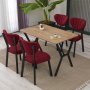 HANAH HOME Set Trpezarijski sto i 4 stolice Elma Burgundy Walnut - slika 1