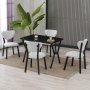 HANAH HOME Set Trpezarijski sto i 4 stolice Elma Cream Black - slika 2