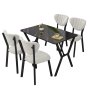 HANAH HOME Set Trpezarijski sto i 4 stolice Elma Cream Black - slika 3