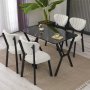HANAH HOME Set Trpezarijski sto i 4 stolice Elma Cream Black - slika 1
