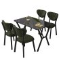 HANAH HOME Set Trpezarijski sto i 4 stolice Elma Green Black - slika 3