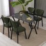 HANAH HOME Set Trpezarijski sto i 4 stolice Elma Green Black - slika 1
