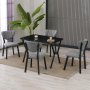 HANAH HOME Set Trpezarijski sto i 4 stolice Elma Grey Black - slika 2