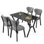HANAH HOME Set Trpezarijski sto i 4 stolice Elma Grey Black - slika 3