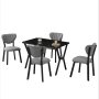 HANAH HOME Set Trpezarijski sto i 4 stolice Elma Grey Black - slika 4