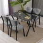 HANAH HOME Set Trpezarijski sto i 4 stolice Elma Grey Black - slika 1