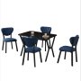 HANAH HOME Set Trpezarijski sto i 4 stolice Elma Navy Blue Black - slika 4