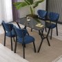 HANAH HOME Set Trpezarijski sto i 4 stolice Elma Navy Blue Black - slika 1