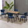 HANAH HOME Set Trpezarijski sto i 4 stolice Elma Navy Blue Walnut - slika 2