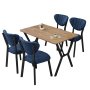 HANAH HOME Set Trpezarijski sto i 4 stolice Elma Navy Blue Walnut - slika 3