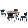 HANAH HOME Set Trpezarijski sto i 4 stolice Elma Navy Blue Walnut - slika 4