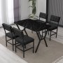 HANAH HOME Set Trpezarijski sto i 4 stolice Dubai Anthracite Black - slika 1