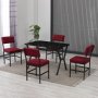 HANAH HOME Set Trpezarijski sto i 4 stolice Dubai Burgundy Black - slika 2